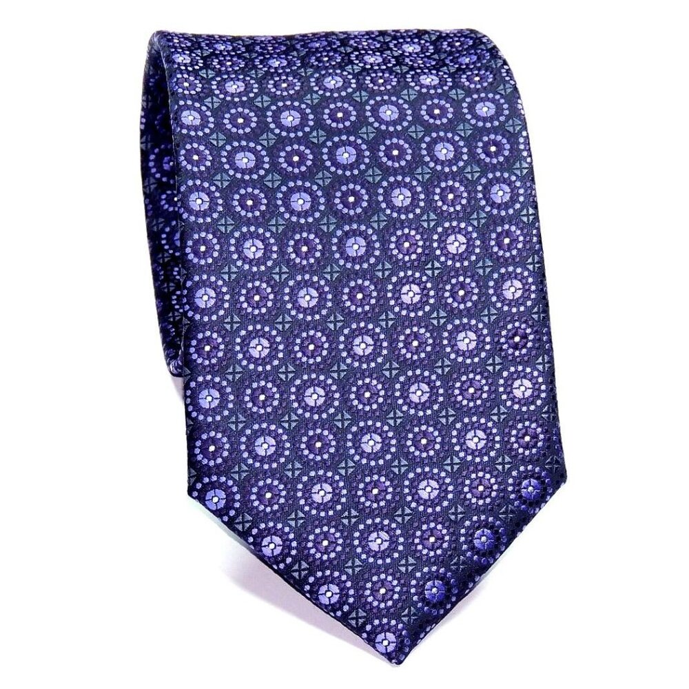 *SOLD*    Stafford Essentials Black Purple Silk Men's Tie 58 X 3.5" Excellent